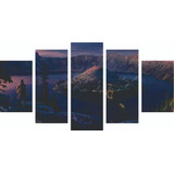 Quadro Decorativo 5 Partes Mosaico Days Gone Ps4 Geek Nerd5 Cor Colorido Armação Marrom
