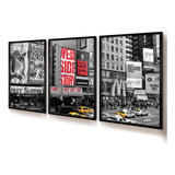 Quadro Decorativo 50x70 Trio Vidro Sala Foto Rua Nova Iorque