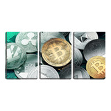 Quadro Decorativo 55x110 Moeda Virtual Bitcoin