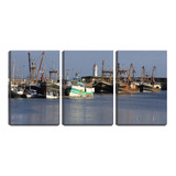 Quadro Decorativo 80x140 Barcos Pesqueiros Enferrujados