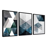 Quadro Decorativo Abstrato Azul Moderno Trio