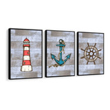 Quadro Decorativo Âncora Marinheiro Barco Mar