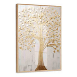 Quadro Decorativo Árvore Dourada Moderno Moldura