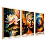 Quadro Decorativo Buda Flor Lótus Mandala Colorido Sala Hall