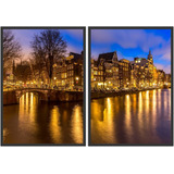 Quadro Decorativo Cidade Amsterdã Holanda Com Moldura Gg01