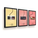 Quadro Decorativo Coleção Mega Drive E Nitendo Moldura A3