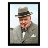 Quadro Decorativo Colorizado Winston Churchill 42x29cm