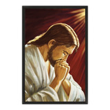 Quadro Decorativo Com Moldura - Jesus Orando - 64x94 Cm