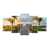 Quadro Decorativo Deck Praia Coqueiros Mar