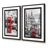 Quadro Decorativo Escritório Duo Cidade Ônibus Londres 60x90