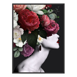 Quadro Decorativo Flores Cabeça Feminina 90x60
