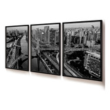 Quadro Decorativo Foto São Paulo Cinza 40x60 Trio Vidro Sala