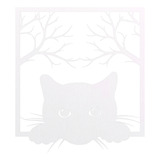 Quadro Decorativo Gato Arvores Galhos 30cm Mdf Branco 3mm