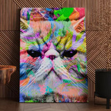 Quadro Decorativo Gato Colorido Canvas 50x70