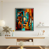 Quadro Decorativo Grande 90x60cm Mosaico Abstrato Sala Luxo