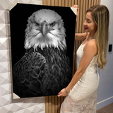 Quadro Decorativo Grande Águia Preto E Branco 90x60