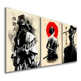 Quadro Decorativo Japonês Samurai Japão 5 Peças Sala Quarto
