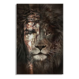 Quadro Decorativo Leão De Judá & Jesus Cristo Painel 80x60cm