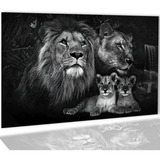 Quadro Decorativo Leão Família Quarto Sala Imediato Cor Borda Iinita Cor Da Armação Mdf 3mm