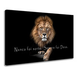 Quadro Decorativo Leão Nunca Foi Sorte Grande Luxo Cor Borda Iinita