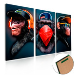 Quadro Decorativo Macaco Dj Cego Surdo Mudo 60x120