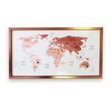 Quadro Decorativo Mapa Mundi Pin Pinar Viagens - 85x45cm
