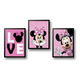 Quadro Decorativo Minnie Mouse Love Rosa