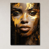 Quadro Decorativo Moderna Mulher Africana Preto 100x70