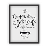 Quadro Decorativo Moldura 20x30cm Cozinha Café Frase Fé 