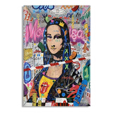 Quadro Decorativo Monalisa Pop Arte Grafitti Grande 80x60cm