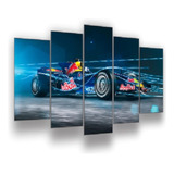 Quadro Decorativo Mosaico 5 Peças Mod280 Carro Red Bull Luz