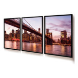 Quadro Decorativo Nova York Entardecer Sala Trio 50x70 Vidro