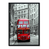 Quadro Decorativo Onibus Vermelho Preto Londres Cidade Sala