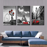 Quadro Decorativo Paris Retro Vermelho Torre Eiffel Cidade