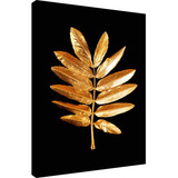 Quadro Decorativo Pintura Folha Dourada Tela Sala E Quarto Cor Preto Cor Da Armação Borda Infinita
