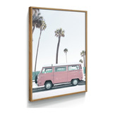Quadro Decorativo Praia Quarto Kombi Sala Moldura Vidro Casa