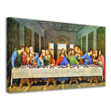 Quadro Decorativo Religioso Santa Ceia Para Sala De Jantar Cor Borda Infinita Cor Da Armação Borda Infinita