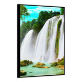 Quadro Decorativo Sala Cachoeira Agua Cristal Tecido Moldura