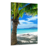 Quadro Decorativo Sala Coqueiro Mar Cristal Luxo