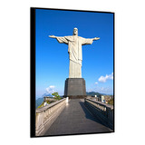 Quadro Decorativo Sala Cristo Rio De Janeiro Tecido Moldura