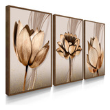 Quadro Decorativo Sala Flores Folha Tom Cobre Jantar Moderno