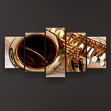 Quadro Decorativo Saxofone Notas 129x61 Sala