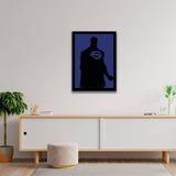 Quadro Decorativo Silhueta Super Man 34x23cm Moldura Branca