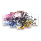 Quadro Decorativo Tatuagem Studio Tattoo Caveira Kit 5peças