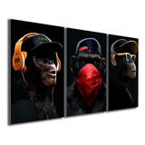 Quadro Decorativo Três Macacos Gangster Cego Surdo Mudo Sala