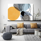 Quadro Em Tela Canvas Pintura Figura Abstrata Azul Laranja