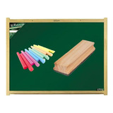 Quadro Escolar Verde Madeira 70x50 + Apagador E Giz Brinde