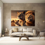 Quadro Família De Leão Leões Filhote