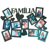 Quadro Família Mdf Preto Painel Decoração 11 Fotos 10x15