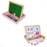Quadro Infantil Lousa Magnética Dupla Face Mundo Encantado 